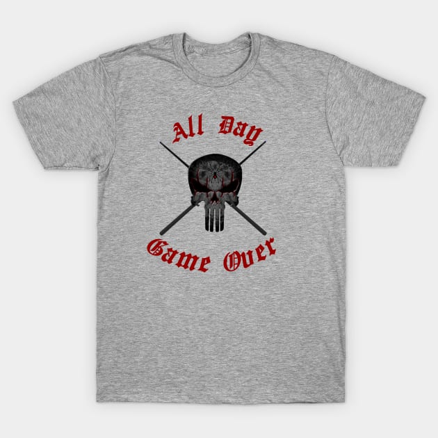 spider skull pool cue T-Shirt by MGuyerArt